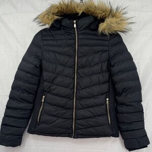Special one Black Puffer Jacket with Faux Fur Hood size S